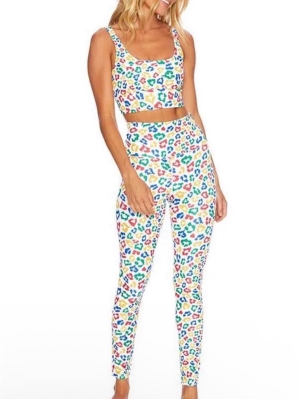 Beach Riot Multicolor Leopard-Print High-Waist Leggings & Crop Tank Set - Picture 5 of 7